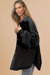 Waffle Knit Patchwork Exposed Seam Loose Shacket - KaleaBoutique.com