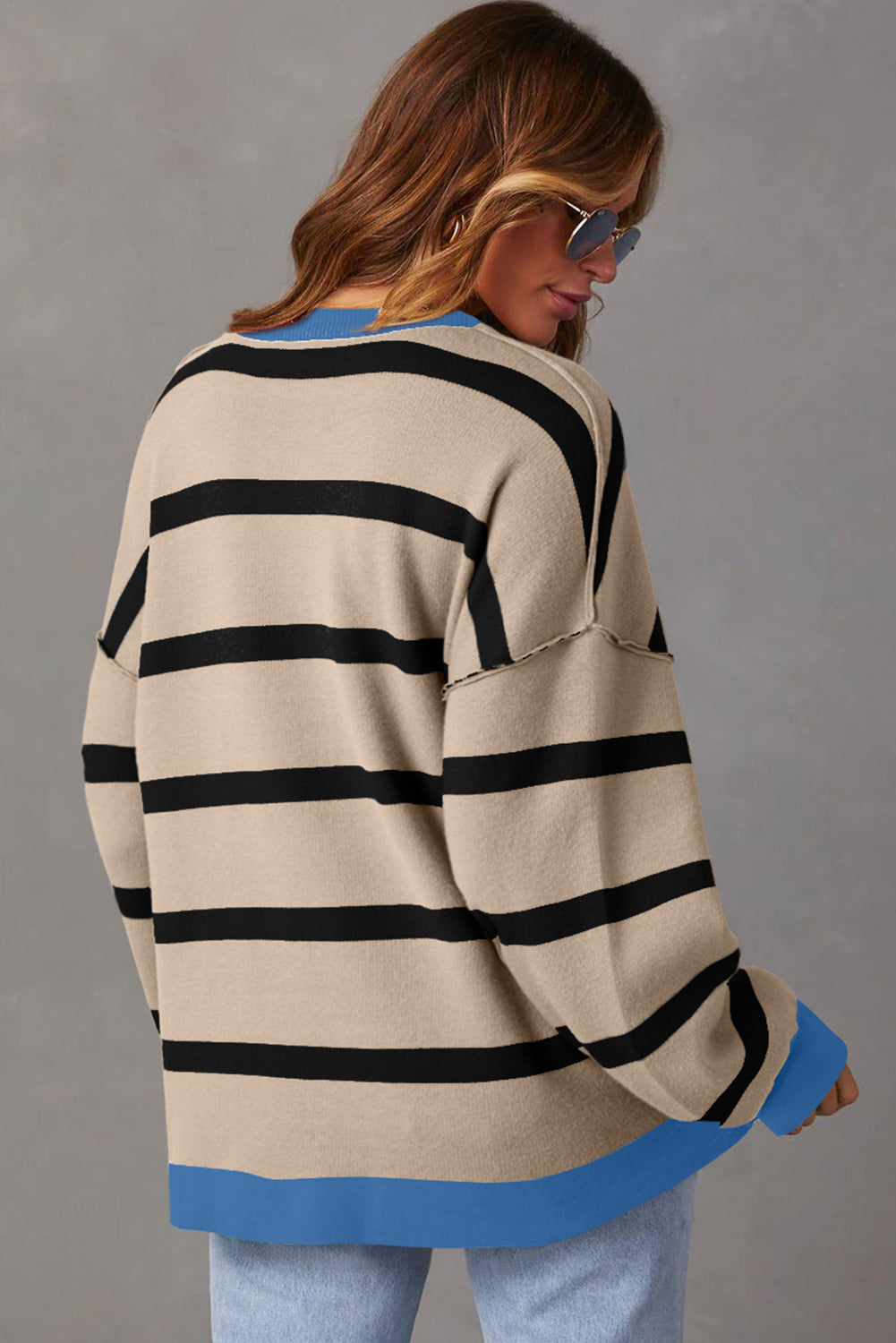 Colorblock Drop Shoulder Buttoned Loose Cardigan - KaleaBoutique.com