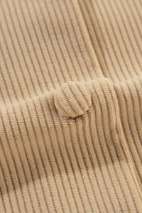 KaleaBoutique Solid Frilled Flap Pocket Button Up Corduroy Shacket - KaleaBoutique.com