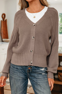 KaleaBoutique Comfortable Mixed Texture Knit Button V Neck Sweater Cardigan - KaleaBoutique.com