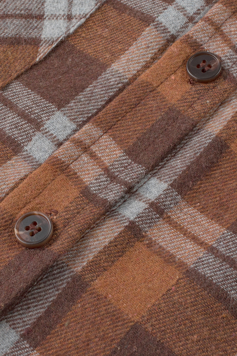 KaleaBoutique Plus Size Plaid Contrast Button Up Hooded Jacket - KaleaBoutique.com