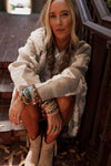 KaleBoutique Stylish Sherpa Star Pattern Textured Sweater Cardigan with Pockets - KaleaBoutique.com