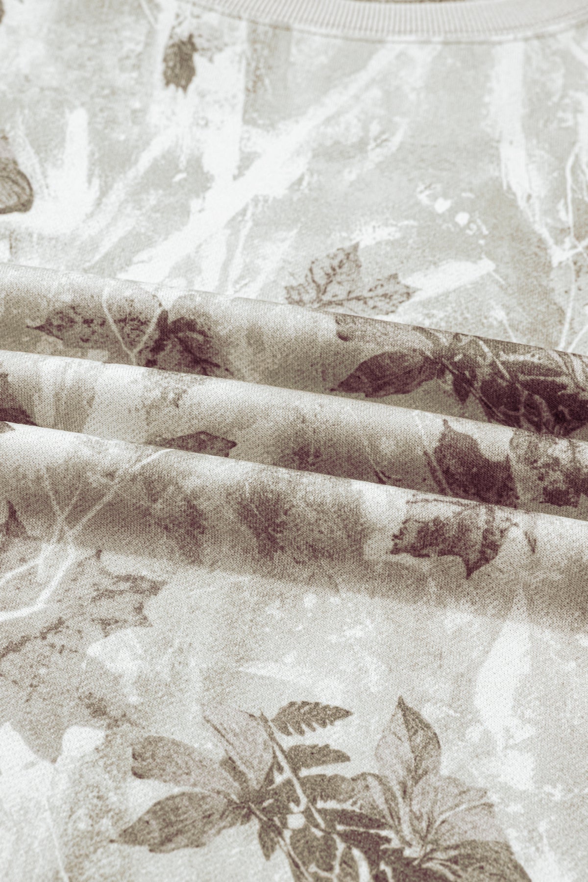 KaleaBoutique Stylish Leafy Camo Print Exposed Seam Patchwork Baggy Slit Sweatshirt - KaleaBoutique.com