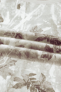 KaleaBoutique Stylish Leafy Camo Print Exposed Seam Patchwork Baggy Slit Sweatshirt - KaleaBoutique.com