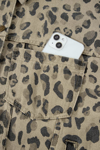 Retro Leopard Print Seam Detail Button Down Denim Jacket - KaleaBoutique.com