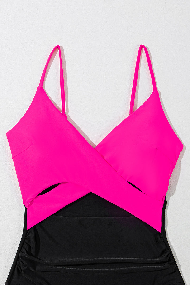 KaleaBoutique Beautiful Eye-Catching Crossover Colorblock Cutout One Piece Swimsuit - KaleaBoutique.com