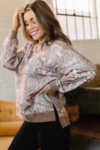 KaleaBoutique Comfortable Abstract Camo Print Color Block Detail Baggy Pullover Sweatshirt - KaleaBoutique.com