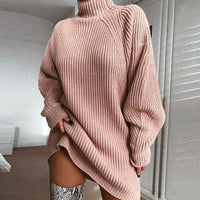 Women's Mock-Neck Raglan-Sleeve Knit Sweater Dress - KaleaBoutique.com
