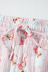 KaleaBoutique Comfortable Santa Claus Striped Print Loose Fit Two Piece Lounge Set - KaleaBoutique.com