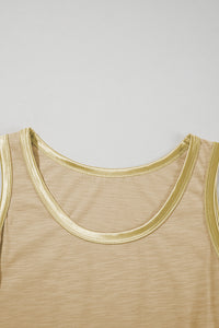 KaleaBoutique Metallic Sheen Edge Scoop Neck Tank Top - KaleaBoutique.com