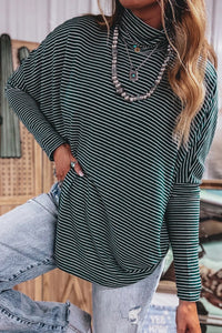 KaleaBoutique Comfortable High Neck Dropped Shoulder Long Sleeve Casual Top - KaleaBoutique.com