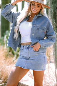 KaleaBoutique Stylish Classic Washed Oversize Pocketed Denim Jacket - KaleaBoutique.com