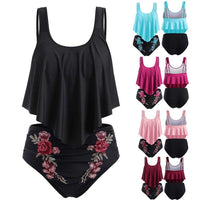 Women's Flounce Top and Floral High-Waisted 2 PC Bikini Set - KaleaBoutique.com