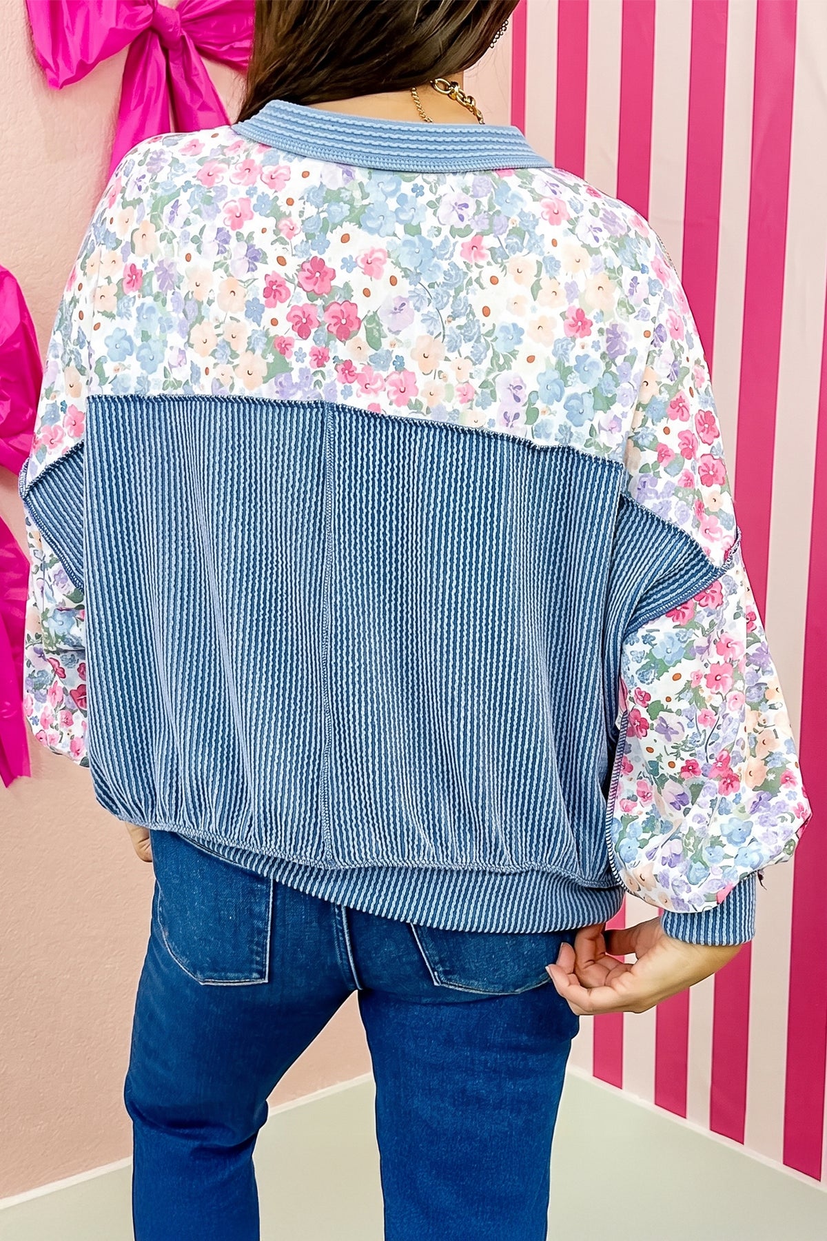 KaleaBoutique Chic Floral Print Round Neck Long Sleeve Top - KaleaBoutique.com