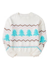 KaleaBoutique Stylish Striped Christmas Tree Ribbed Trim Drop Shoulder Sweater - KaleaBoutique.com
