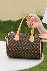 Coffee Retro Geometric Print Portable Shoulder Strap PU Leather Bag - KaleaBoutique.com