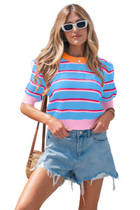 KaleaBoutique Comfortable Colorblock Trim Half Sleeve Sweater Top - KaleaBoutique.com