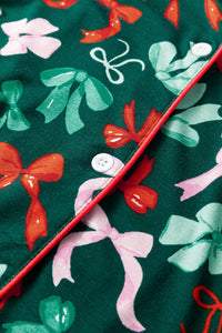 KaleaBoutique Stylish Festive Bow Print Long Sleeve Shirt and Pajama Short Set - KaleaBoutique.com