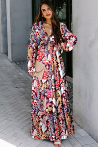 KaleaBoutique V Neck Floral Print Empire Waist Maxi Dress - KaleaBoutique.com