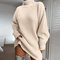 Women's Mock-Neck Raglan-Sleeve Knit Sweater Dress - KaleaBoutique.com