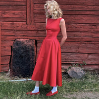 Elegant Boat-neck Waist Slimming Dress Women - KaleaBoutique.com