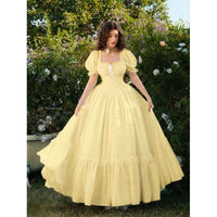 Women's Floral Puff-Sleeve Lace-Trim Ruffle-Hem Maxi Dress - KaleaBoutique.com