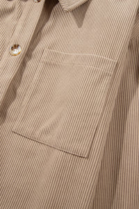 KaleaBoutique Hooded Drawstring Pockets Corduroy Shacket - KaleaBoutique.com