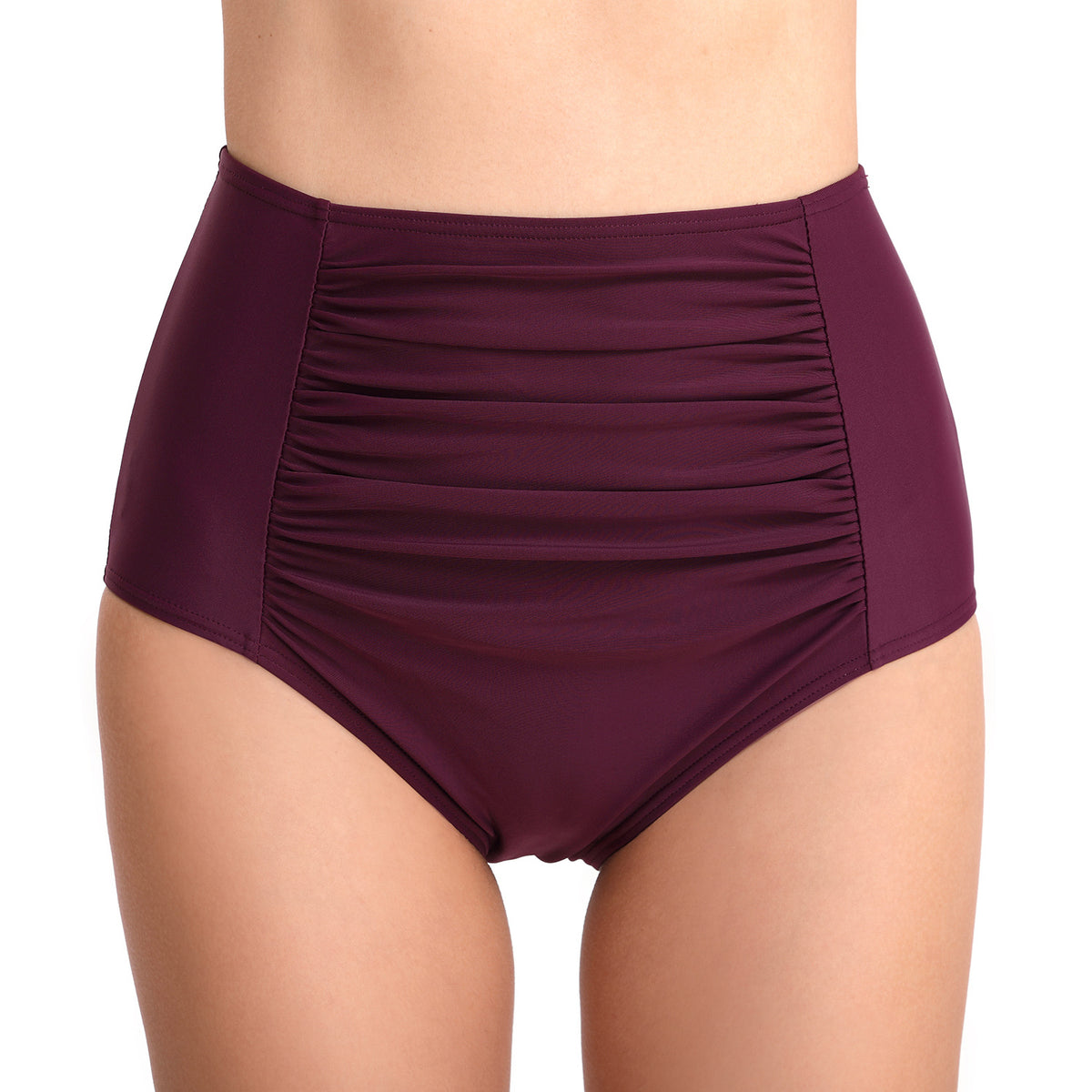 Women's High-Waist Ruched-Front Swim Briefs - KaleaBoutique.com