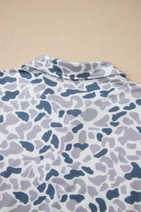 Camouflage Print Kangaroo Pocket Zip Collar Pullover Sweatshirt - KaleaBoutique.com