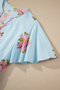 KaleaBoutique Comfortable Notched Neck Flutter Short Sleeve Floral Print Maxi Dress - KaleaBoutique.com