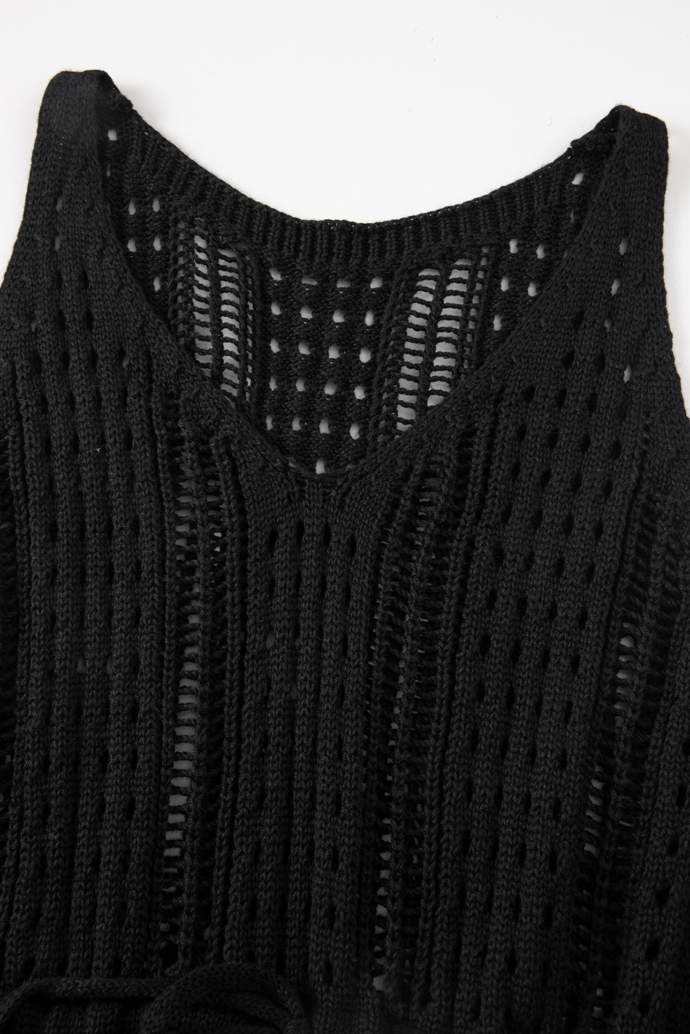 Crochet Hollow-out Sleeveless Beach Dress with Drawstring - KaleaBoutique.com