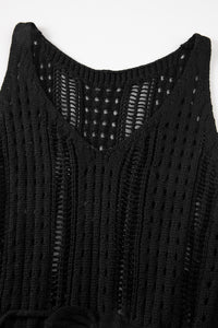 Crochet Hollow-out Sleeveless Beach Dress with Drawstring - KaleaBoutique.com
