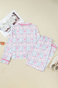 KaleaBoutique Stylish Bow Wreath Pattern Christmas Holiday Tied Front Long Sleeve 2pcs Pajama Set - KaleaBoutique.com