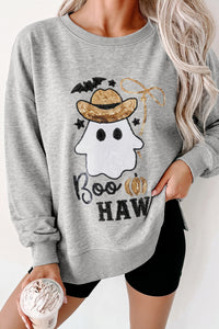 KaleaBoutique Stylish Sequin Western Ghost Print Long Sleeve Round Neck Sweatshirt - KaleaBoutique.com