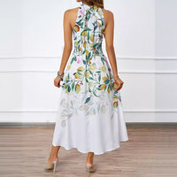 Halterneck Printed Waist Slimming Dress Women - KaleaBoutique.com