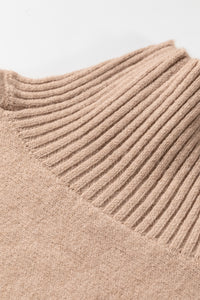KaleaBoutique Comfortable Ribbed Trim High Neck Short Sleeve Casual Sweater - KaleaBoutique.com