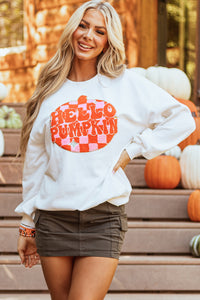 KaleaBoutique Stylish Terry Halloween Pumpkin Patched Pattern Pullover Sweatshirt - KaleaBoutique.com