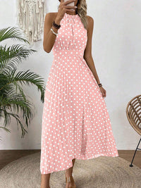 Women's Printed Halter-Neck Gathered-Waist Midi Dress - KaleaBoutique.com