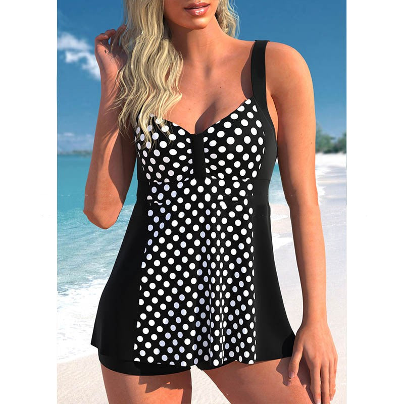 Women's Printed Swim Dress and Shorts 2 PC Tankini Set - KaleaBoutique.com