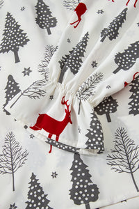 KaleaBoutique Comfortable Christmas Fashion Print Velvet Trim Bow Knot Pajama 2pcs Short Set - KaleaBoutique.com