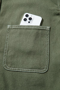 Patched Pocket Collared Button Front Boyfriend Denim Jacket - KaleaBoutique.com