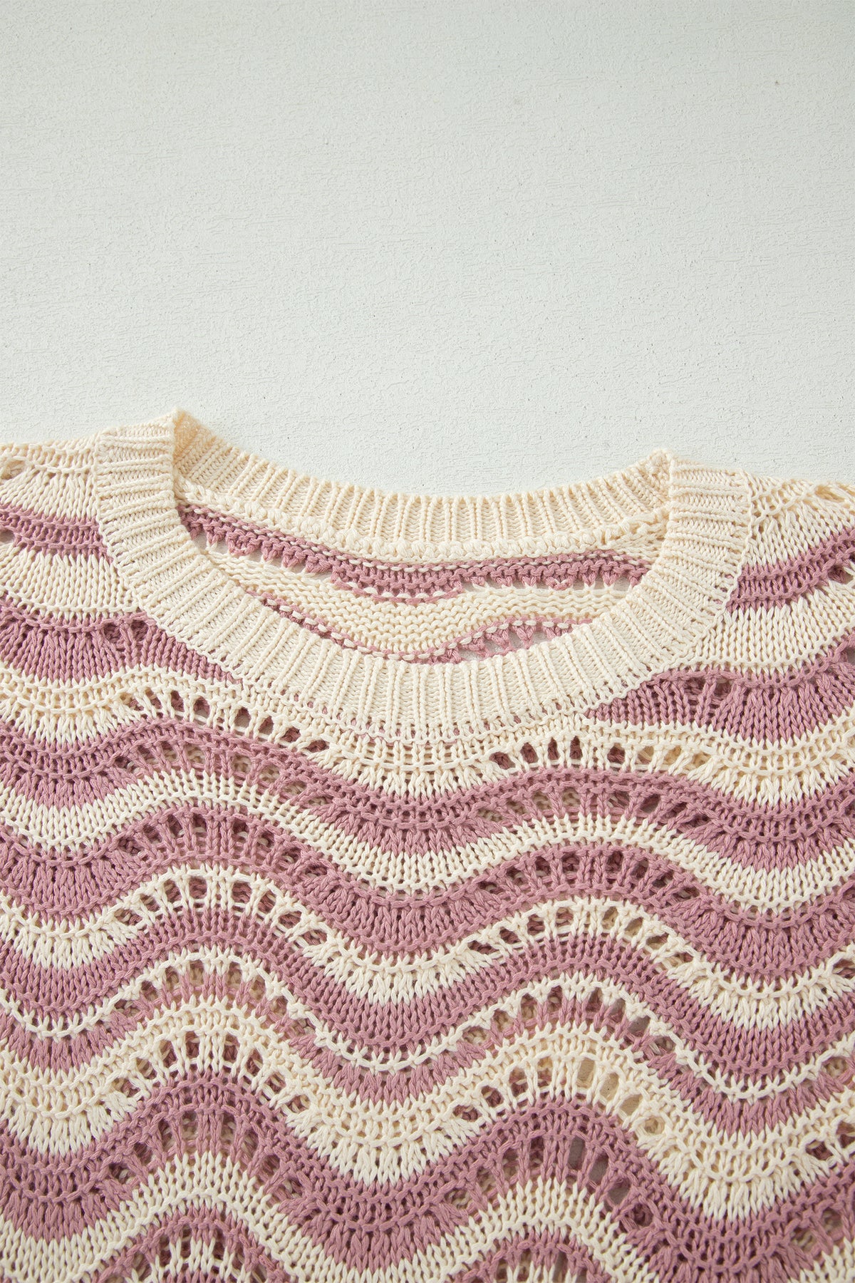 KaleaBoutique Comfortable Wavy Crochet Eyelet Detail Ruffle Half Sleeve Sweater - KaleaBoutique.com