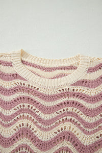 KaleaBoutique Comfortable Wavy Crochet Eyelet Detail Ruffle Half Sleeve Sweater - KaleaBoutique.com