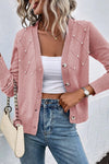KaleaBoutique Stylish Textured Knit Pearl Beaded Button Up Cardigan - KaleaBoutique.com