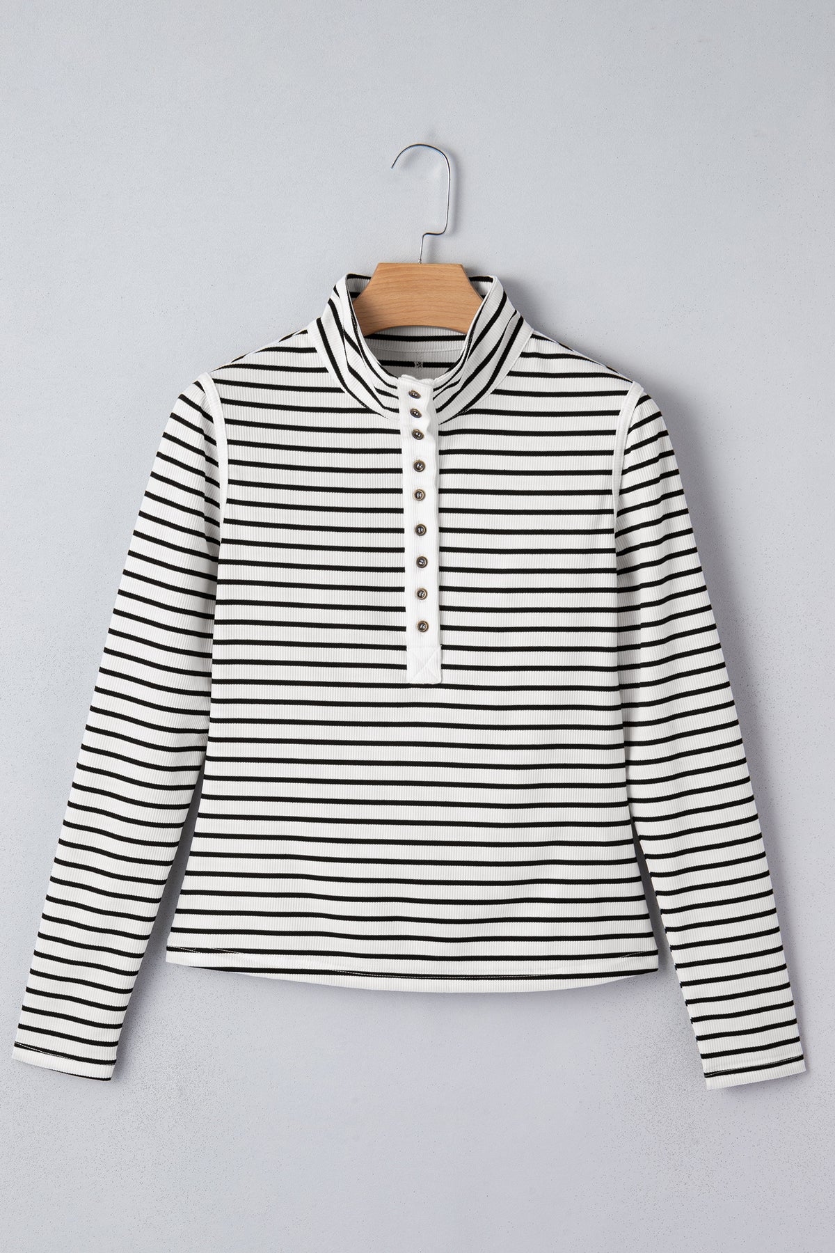 KaleaBoutique Stylish Comfortable Ribbed Knit Half Button Long Sleeve Slim Top - KaleaBoutique.com