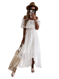 Lace Long Skirt White Beach Skirt New Tube Top One Shoulder Sexy Dress Women - KaleaBoutique.com