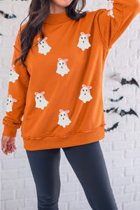 Carrot Sequin Ghost Halloween Sweatshirt - KaleaBoutique.com