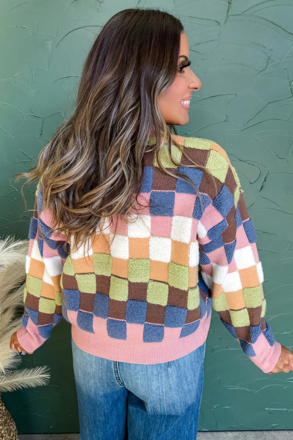 KaleaBoutique Stylish Plush Checkered Pattern Button Front Cardigan Sweater - KaleaBoutique.com