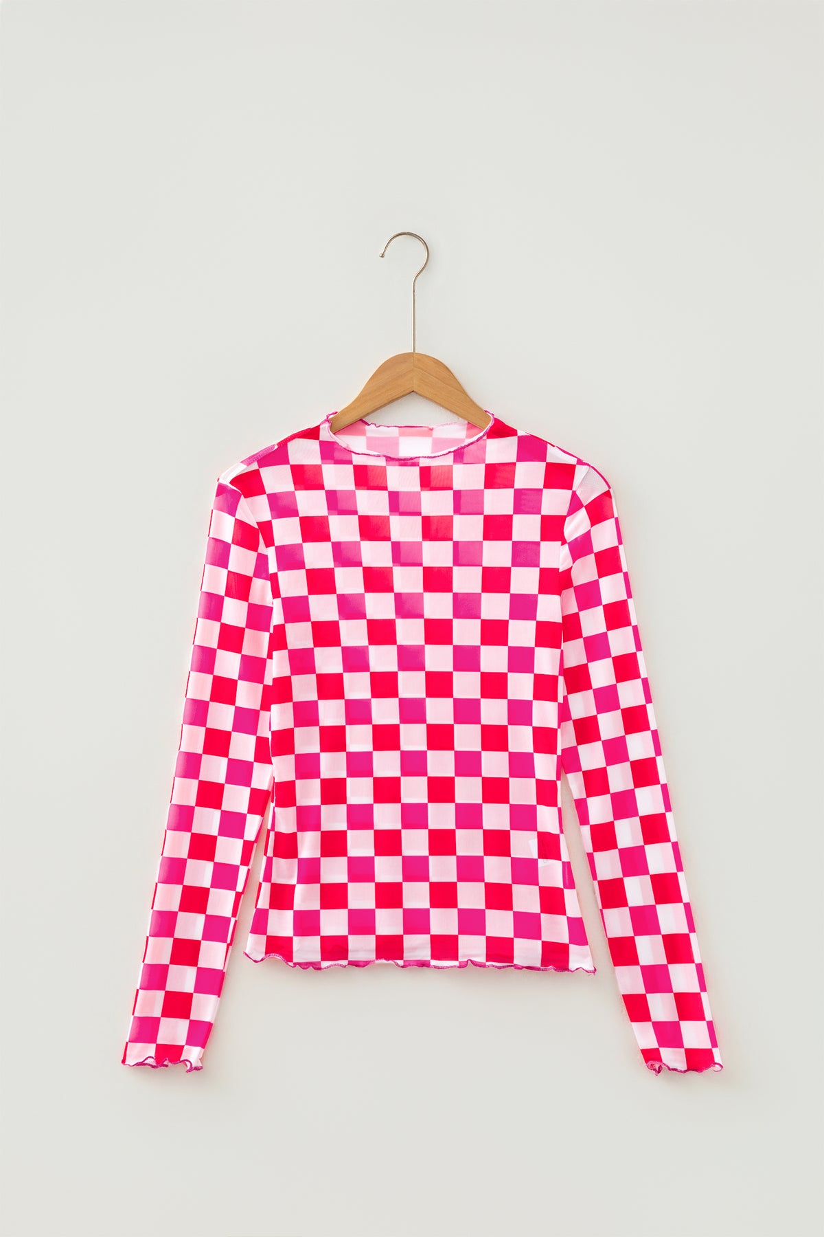 KaleaBoutique Stylish Plaid Mesh Sheer Long Sleeve Top - KaleaBoutique.com