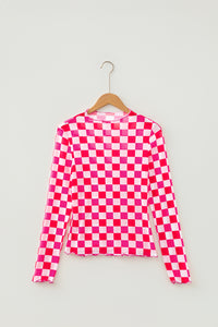 KaleaBoutique Stylish Plaid Mesh Sheer Long Sleeve Top - KaleaBoutique.com